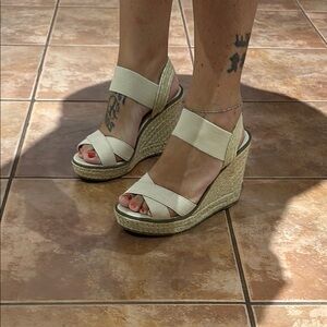 Stylish Beige Wedge Sandals